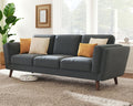 87 inch Dark Grey Deep Seat Sofa with Embedded Arm Pillow N3233