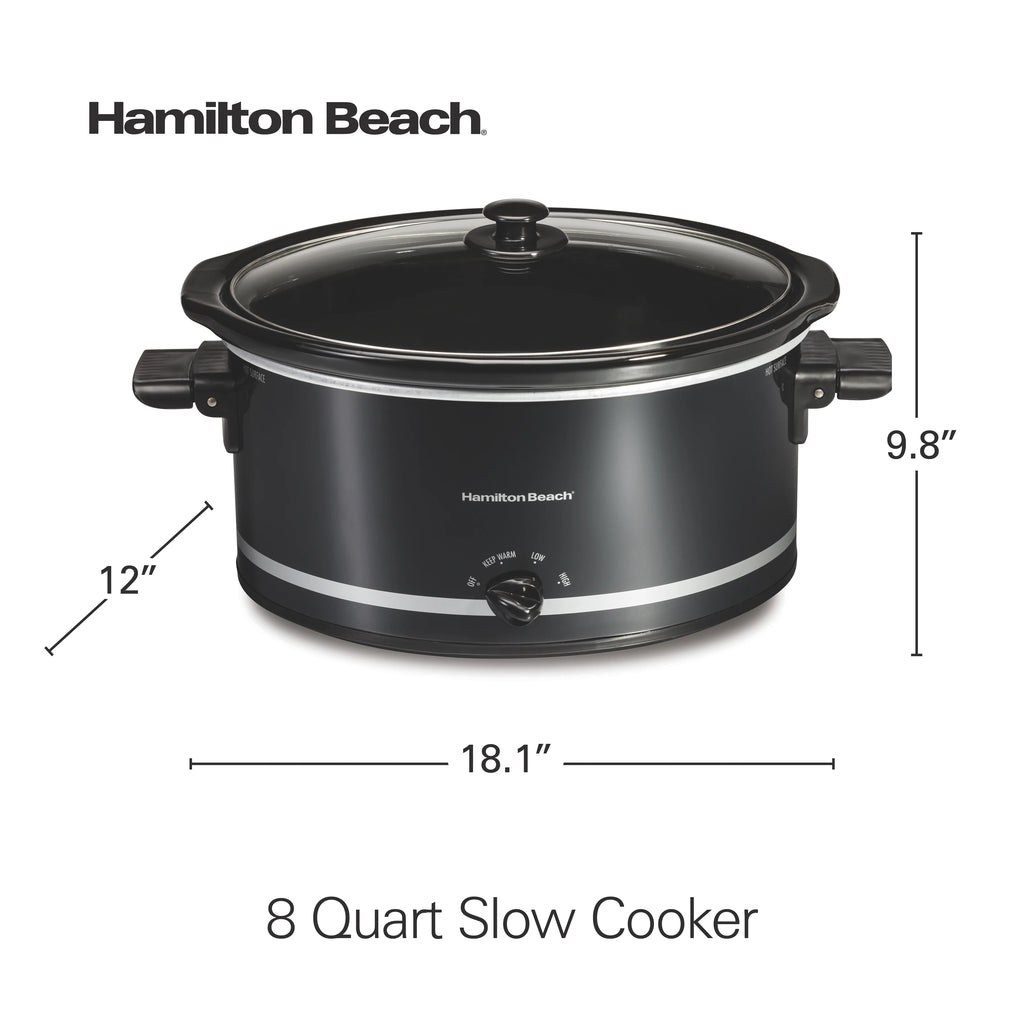 8 Quart Black Slow Cooker F105