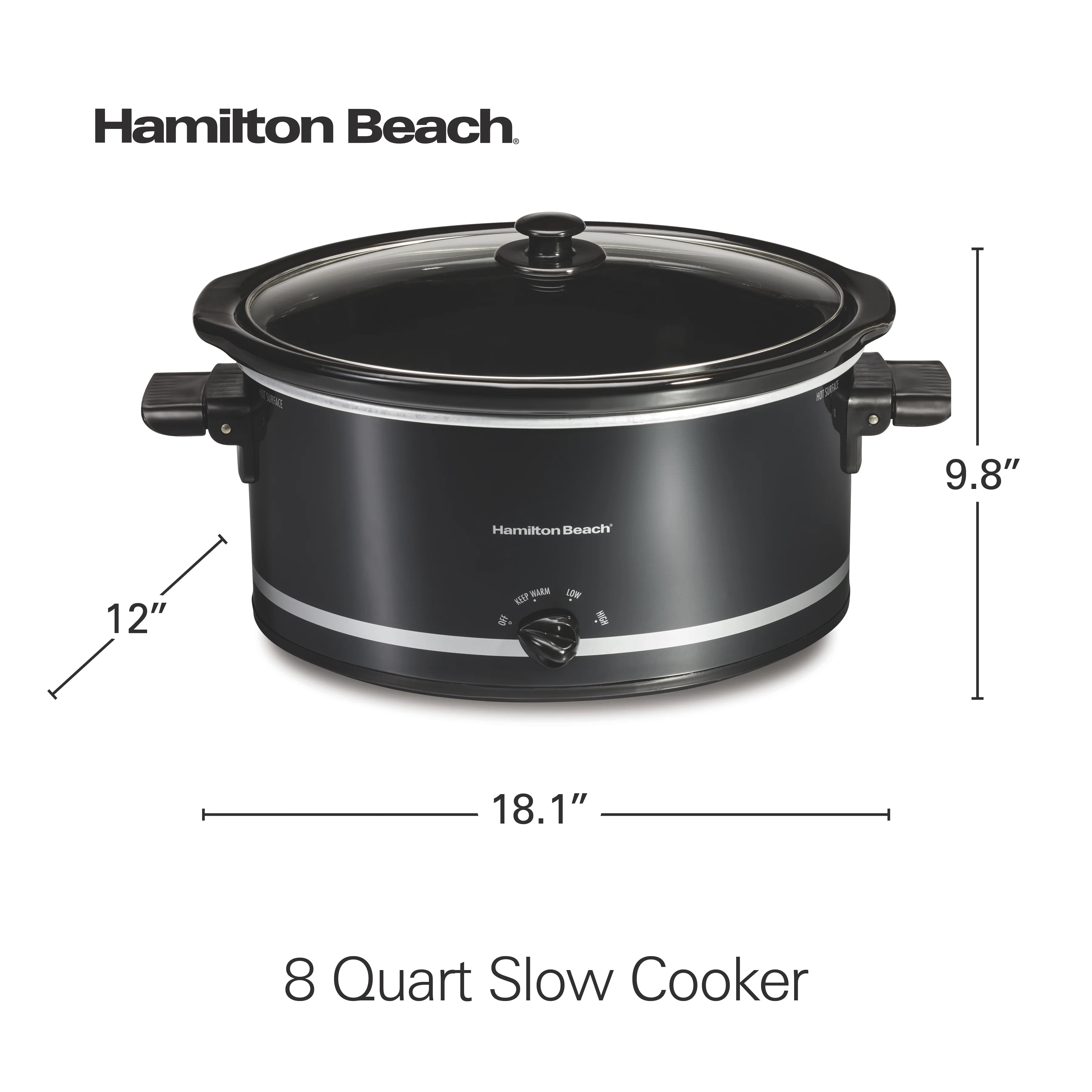 8 Quart Black Slow Cooker F105