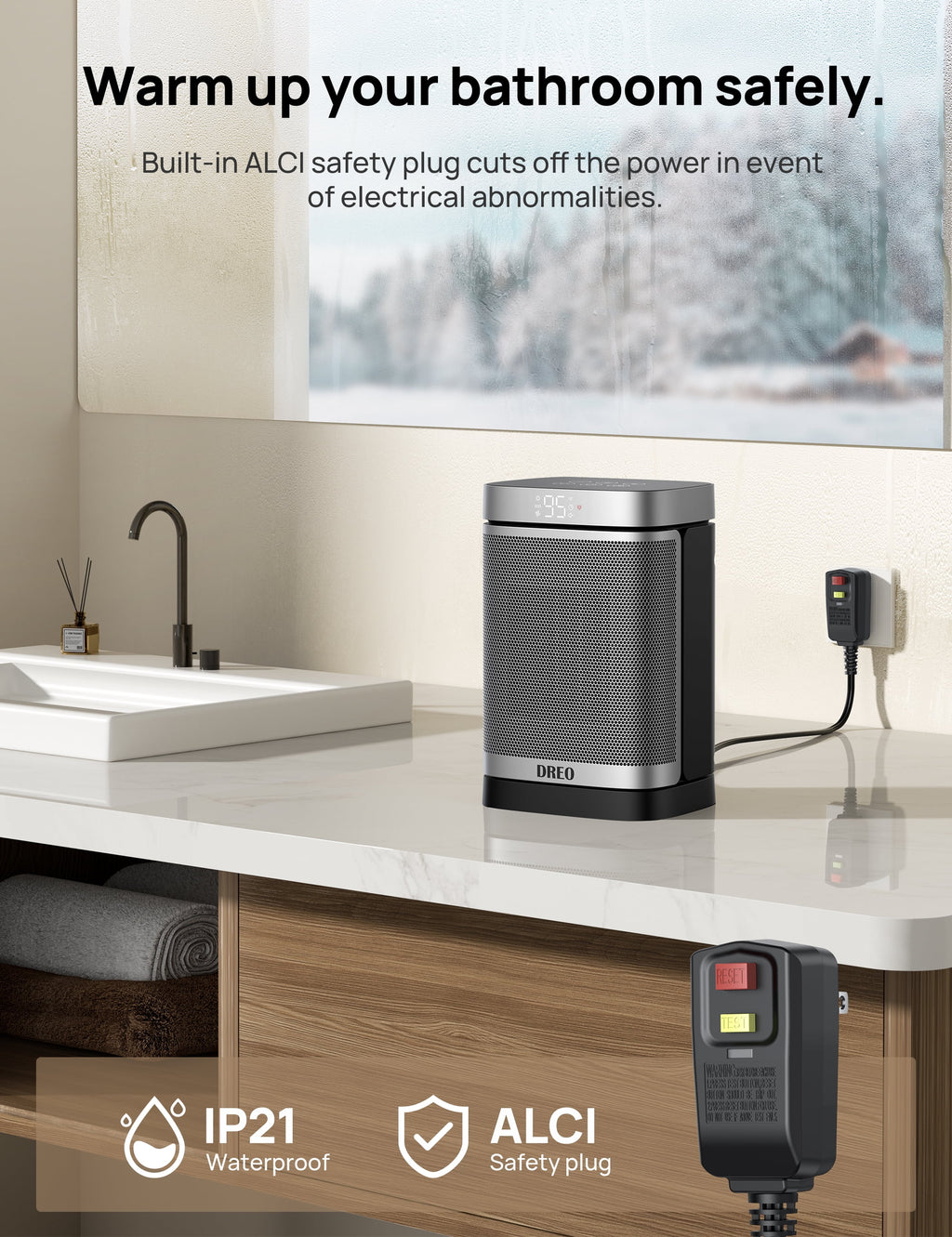 1500W Ceramic Electric Space Heater with Digital Thermostat E28650