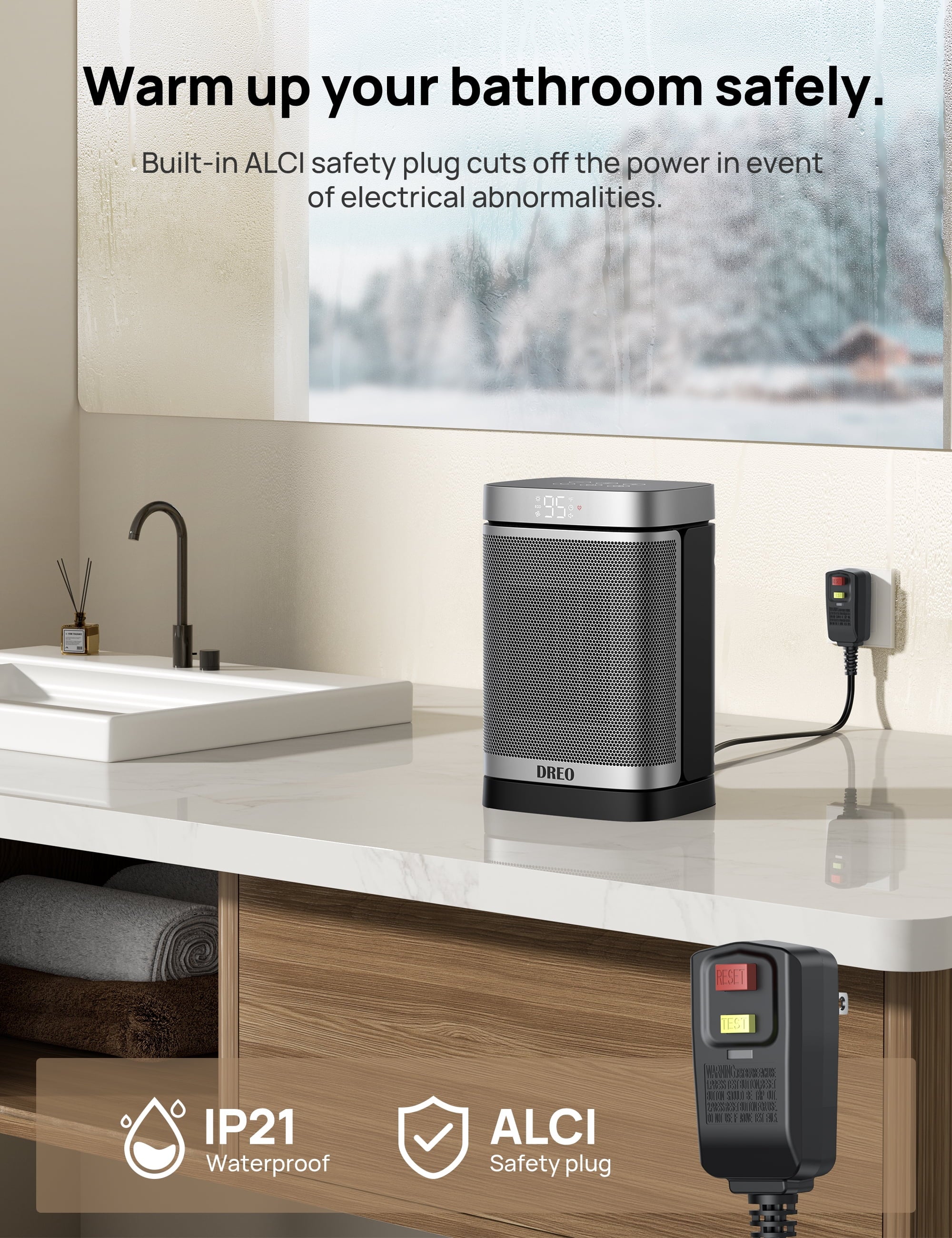1500W Ceramic Electric Space Heater with Digital Thermostat E28650