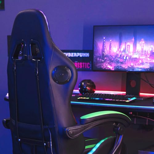 White and Black Ergonomic Gaming Chair with Footrest T9884