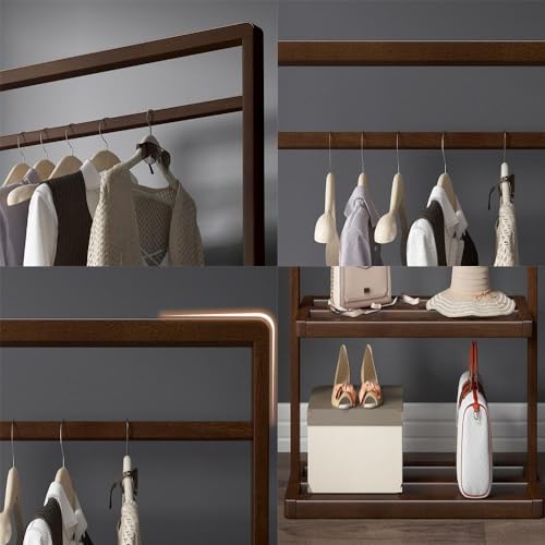 Solid Wood Coat Stand with Storage Shelves N429