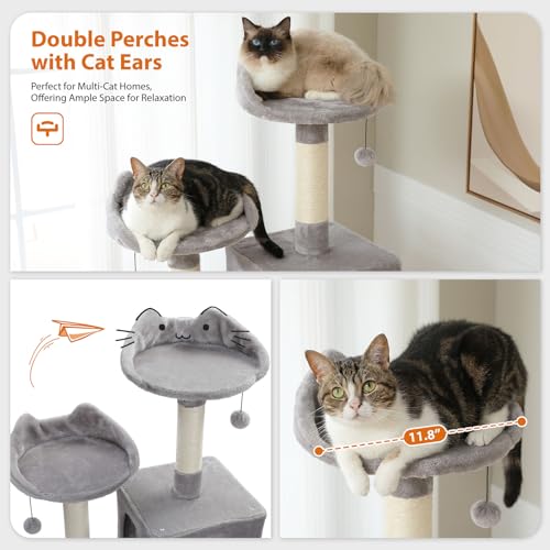Grey Cat Tree Tower with Condo, Scratching Post X78222