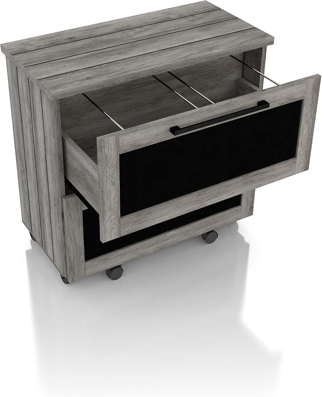 Vintage Grey Oak 2-Drawer File Cabinet MDF Paperboard Mobile G60895