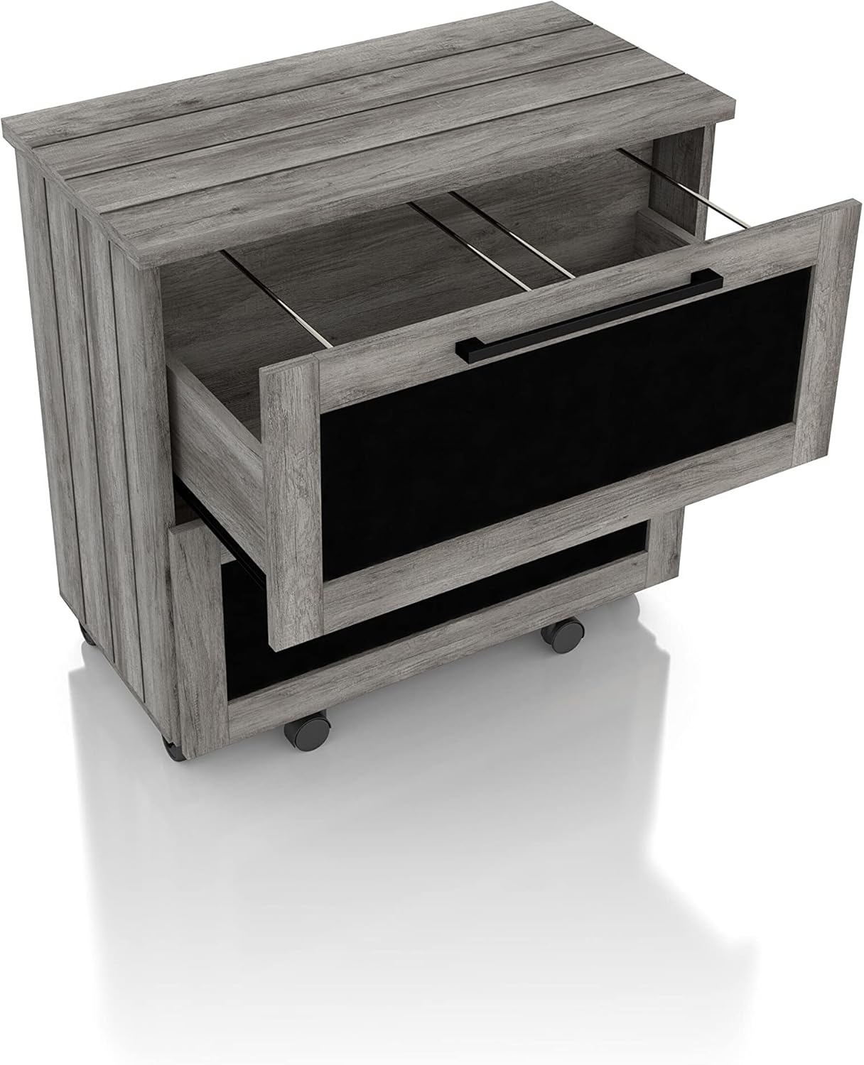 Vintage Grey Oak 2-Drawer File Cabinet MDF Paperboard Mobile G60895