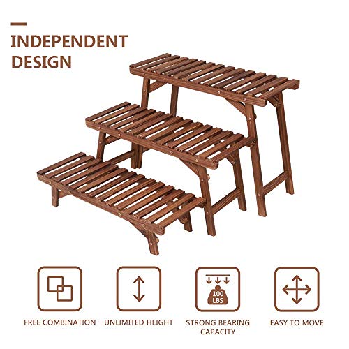 3 Tier Ladder Shelf Wood Plant Stand L31255