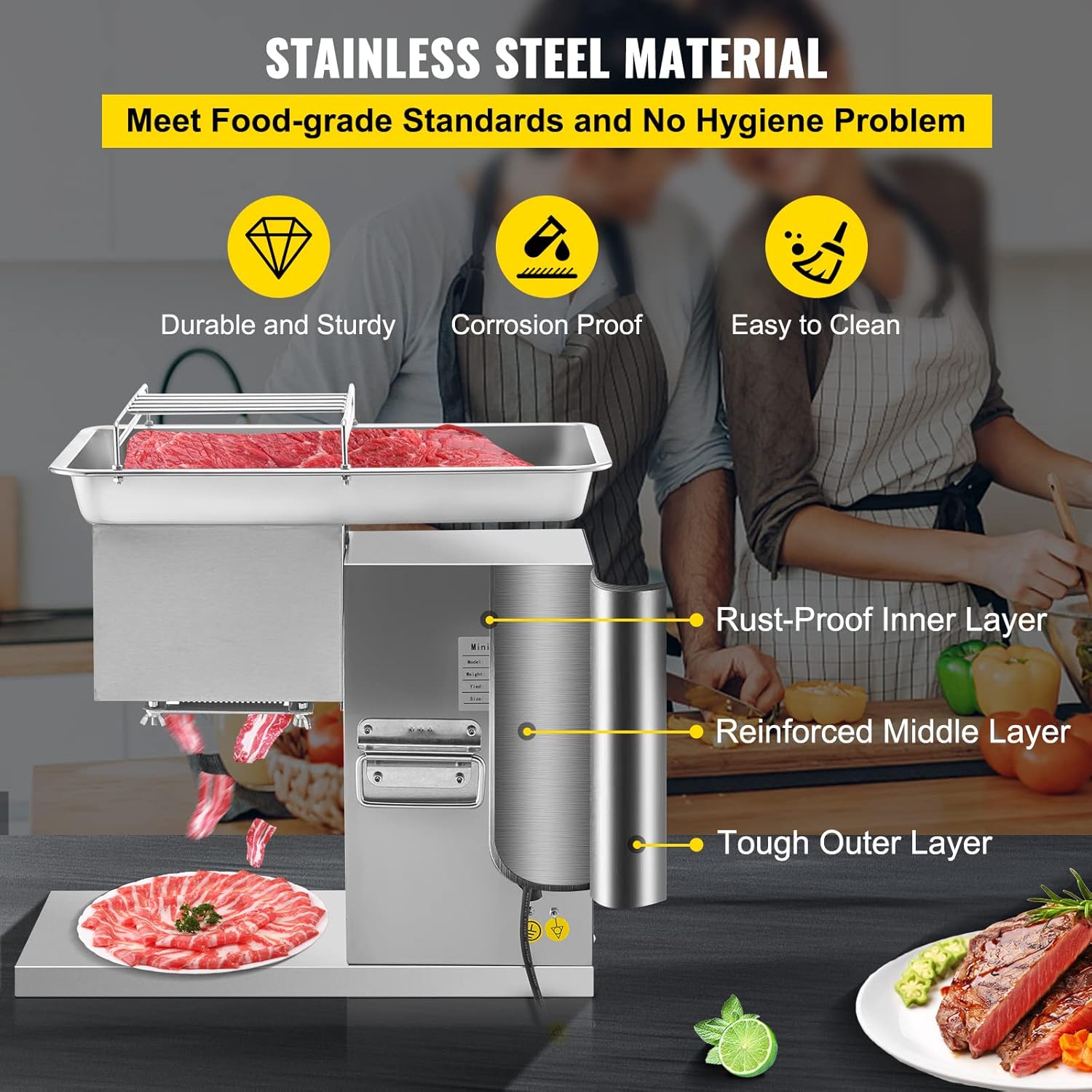 1100 LB/H 3mm Stainless Steel Electric Meat Slicer H16522