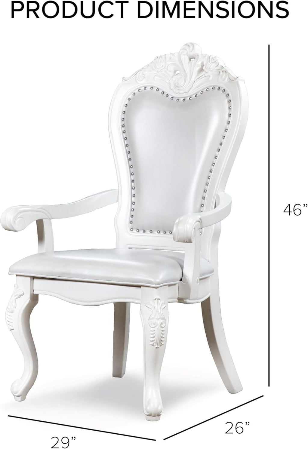 Solid Wood 7-Piece Dining Set with Expandable Table and 6 Leather Padded Side Chairs, White V884042