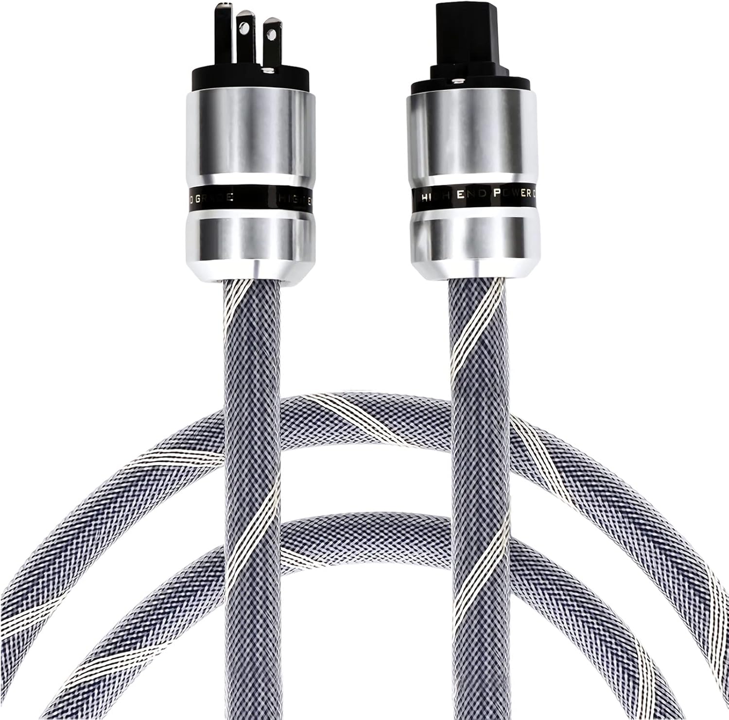 12AWG Oxygen Free Copper US AC Power Cord, IEC320-C13, 125V/15A, 3.3FT, Pack of 2 B766541