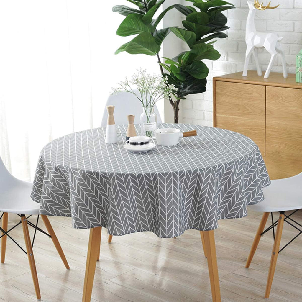 Round 60 Inch Cotton Linen Tablecloth F591