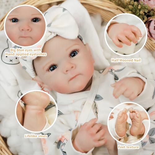 20Inch Soft Vinyl Poseable Reborn Baby Doll with Doll Accessories and Gift Box J24007
