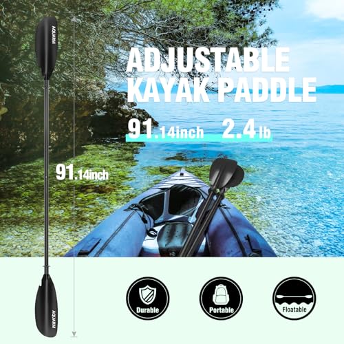 Aluminum Shaft Reinforced Fiberglass Blade Adjustable Kayak Paddle 231cm N3289