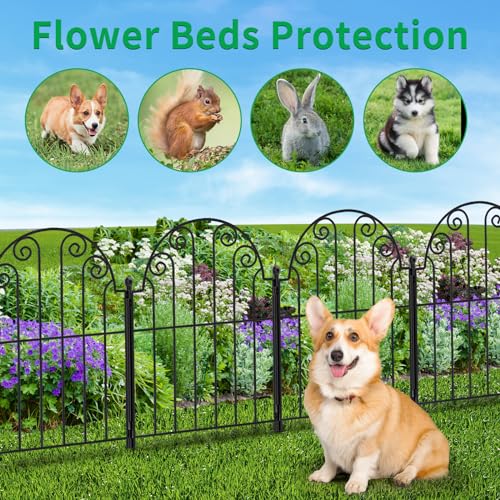 10 Panels No Dig Rustproof Metal Garden Fence 25ft Long 42 Inch High R348006