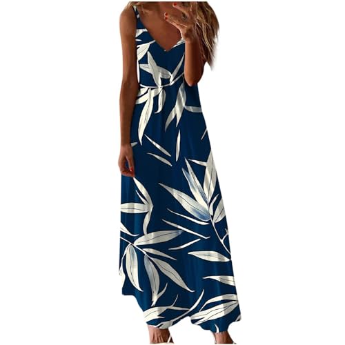 Womens V Neck Spaghetti Straps Maxi Dress B107