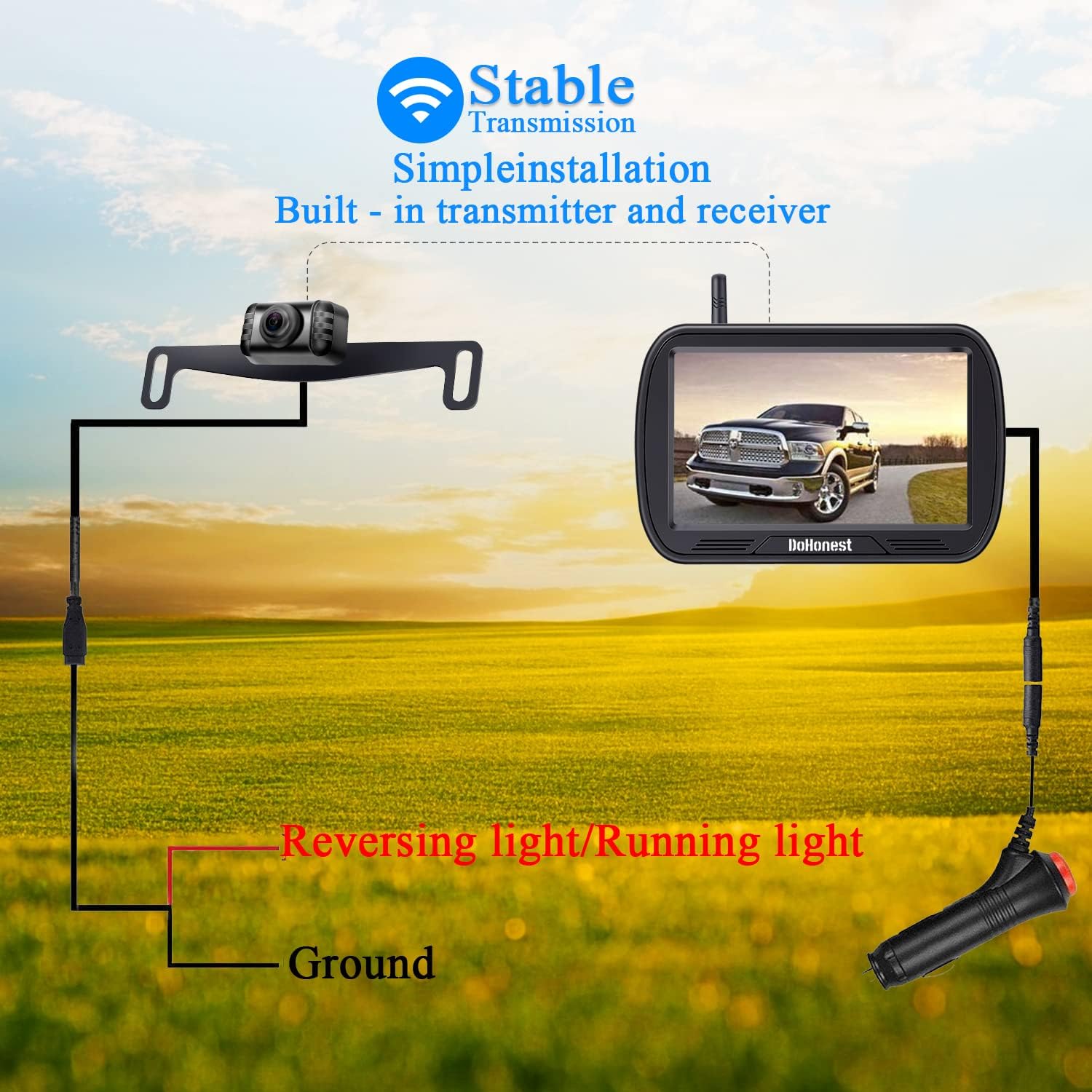 5'' Monitor HD 1080P Bluetooth Rear View Camera K3095