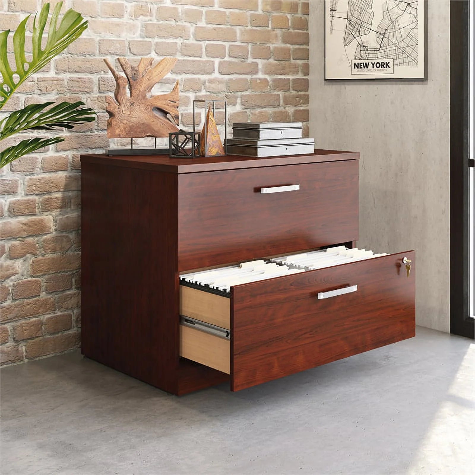 Engineered Wood Lateral Filing Cabinet in Classic Cherry W3392
