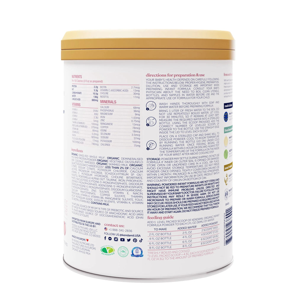 Organic Whole Milk Baby Formula Powder with DHA, 28.2oz V592