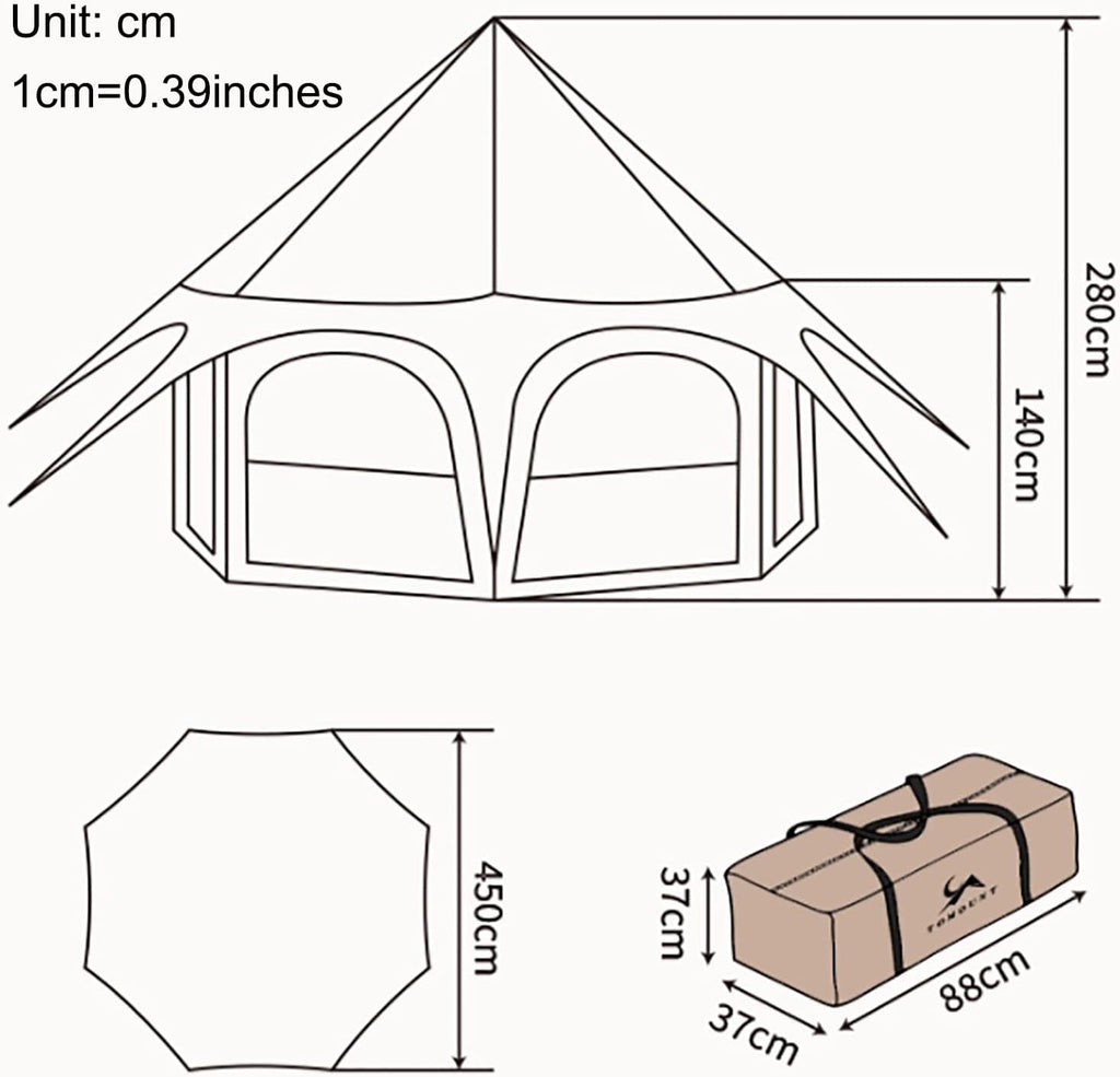Beige 4 Season Cotton Canvas Bell Tent 8-10 Person G3772