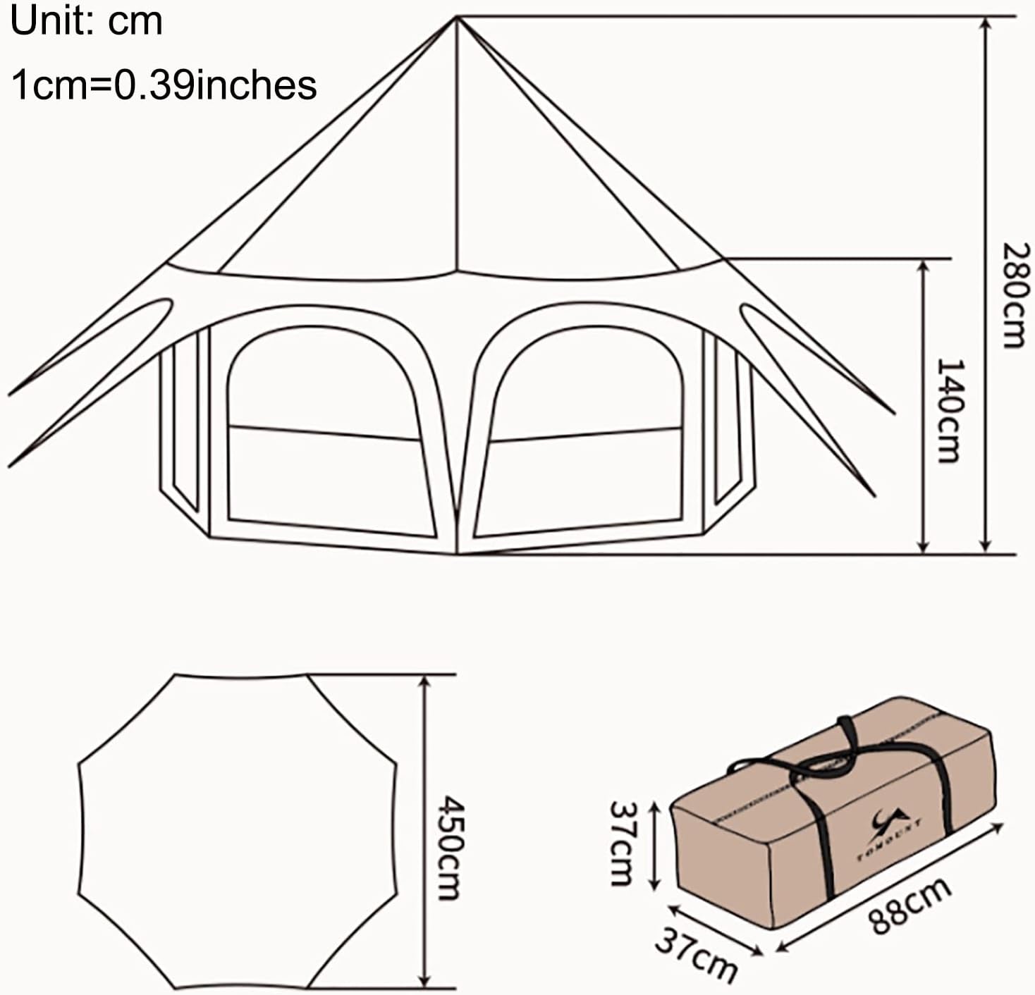 Beige 4 Season Cotton Canvas Bell Tent 8-10 Person G3772