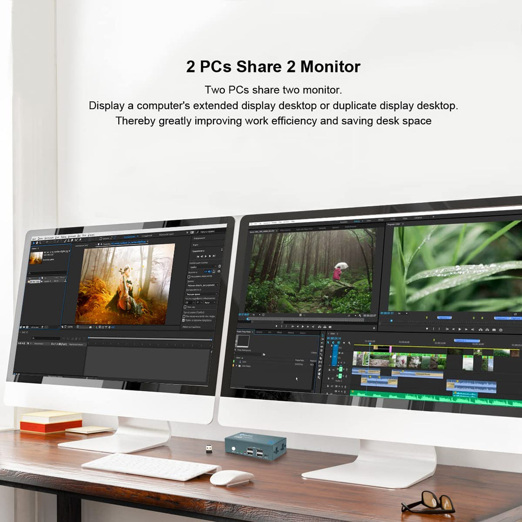 KVM Switch Dual Monitor DP 4K@60Hz with 4 USB 2.0 Hub O43227
