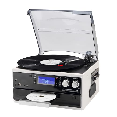 Black 9 in 1 Record Player Turntable with Bluetooth W51220