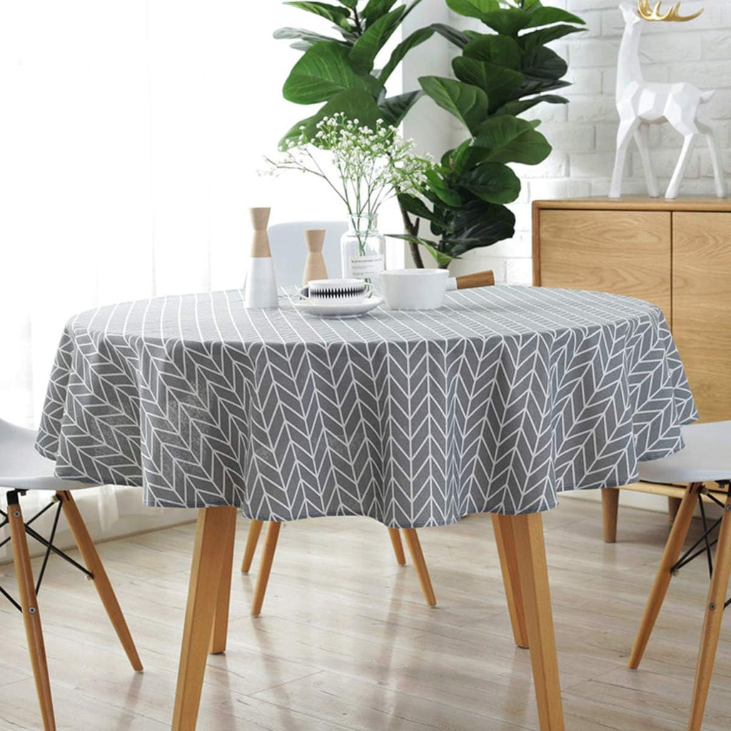 Round 60 Inch Cotton Linen Tablecloth F591