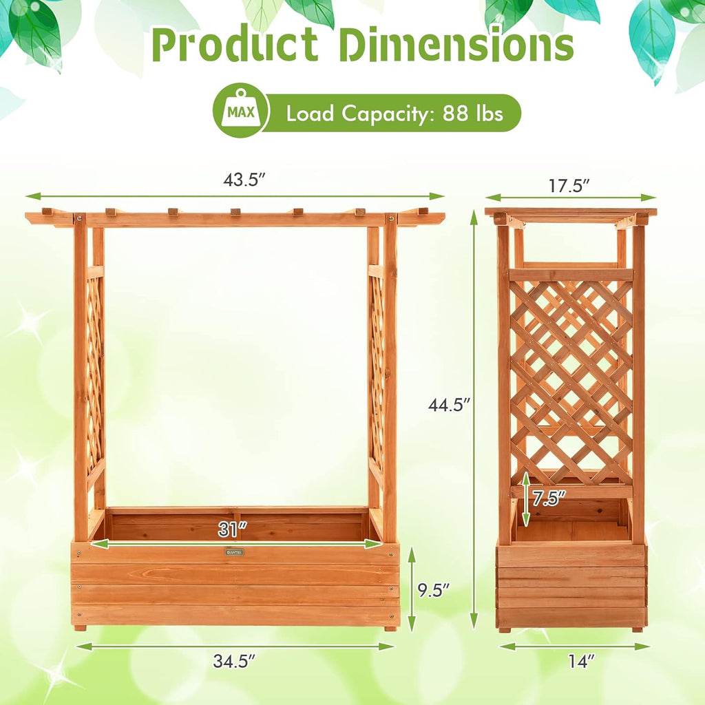 Wood Raised Garden Bed with Trellis W25542