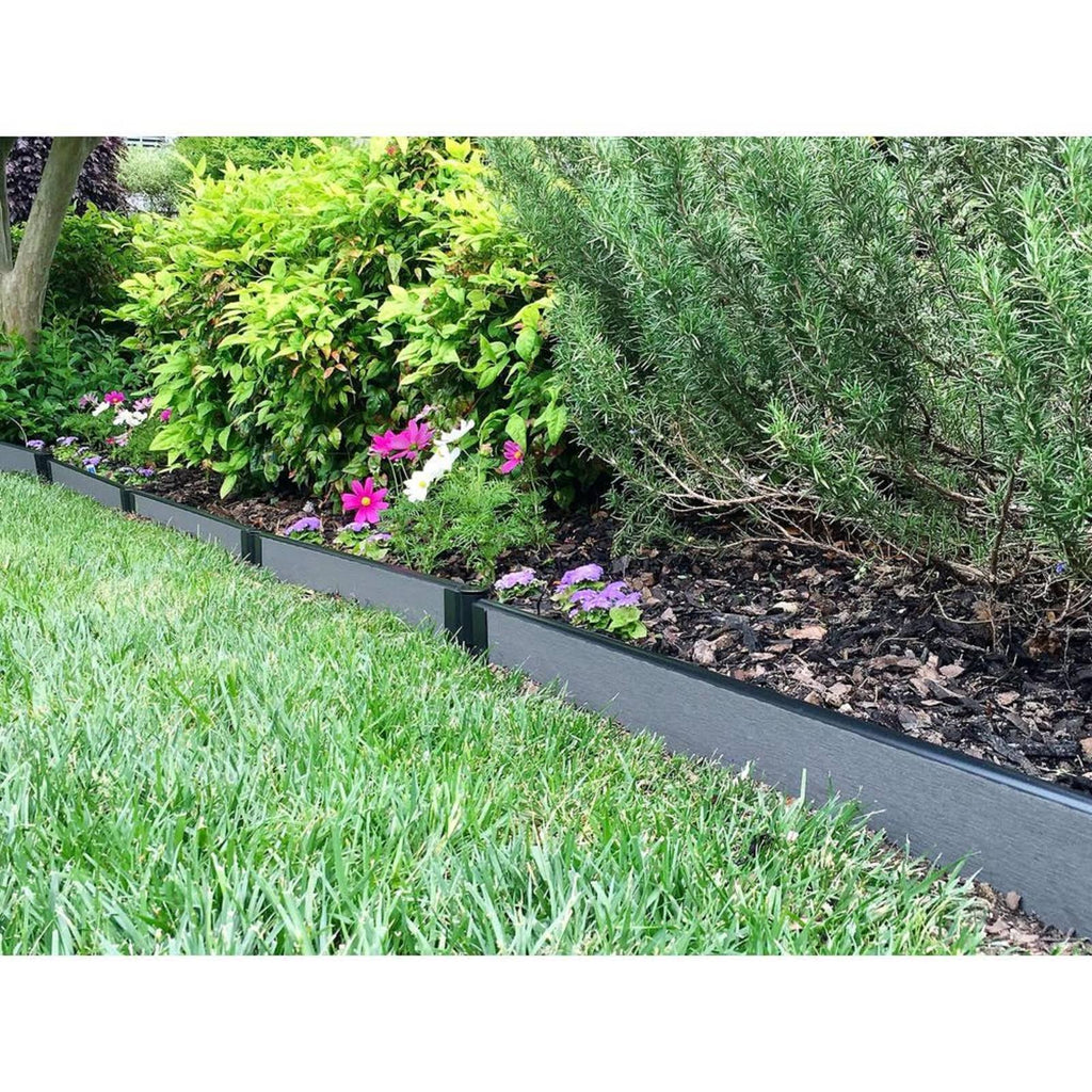 Weathered Wood Composite Landscape Edging Kit - 16 x 1 inch Straight, Gray F30656
