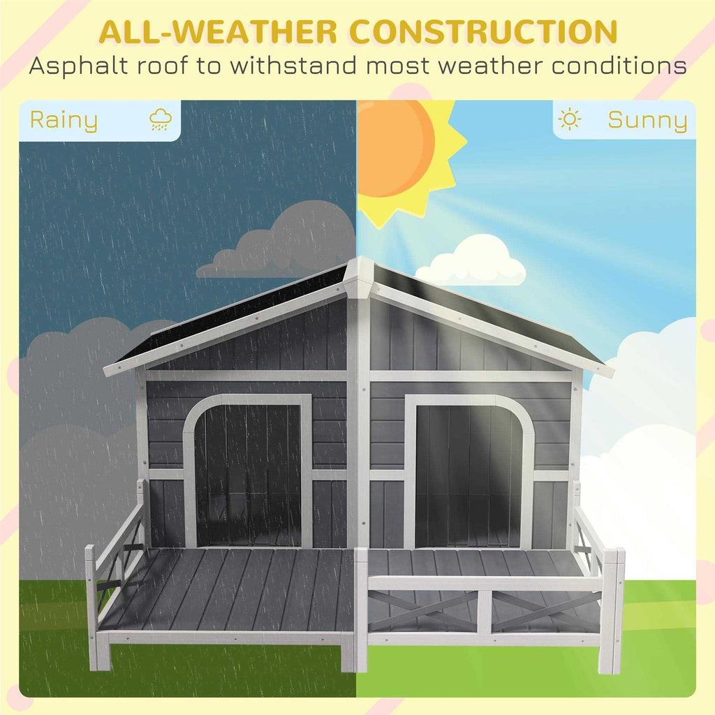 Large Wood Dog House with Porch Deck I929