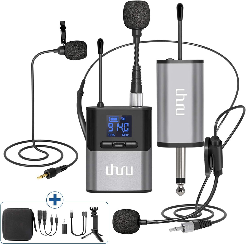 Wireless Lavalier Microphone, 3 in 1 Wireless Microphone, Bodypack Transmitter & Receiver, Pack of 2 S6788