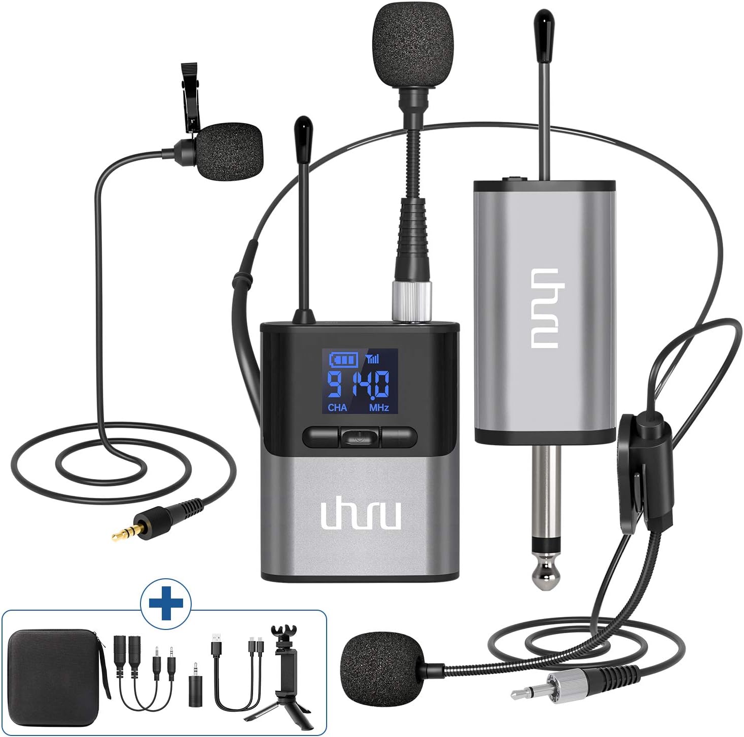 Wireless Lavalier Microphone, 3 in 1 Wireless Microphone, Bodypack Transmitter & Receiver, Pack of 2 S6788