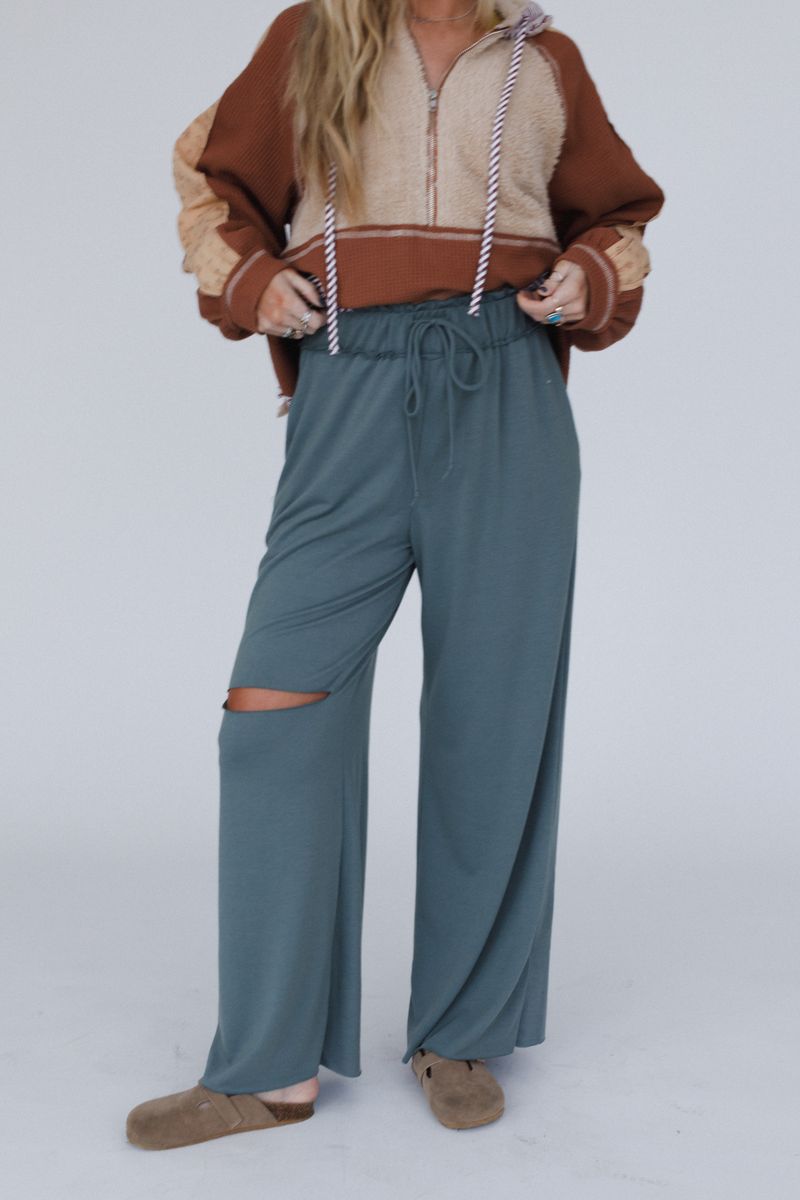 The Nest Cora Wide Leg Pants - Light Olive