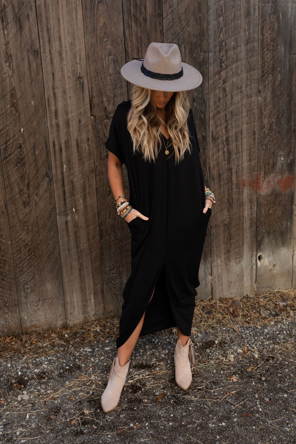 The Nest First Pick Hooded Slit Dress - Black