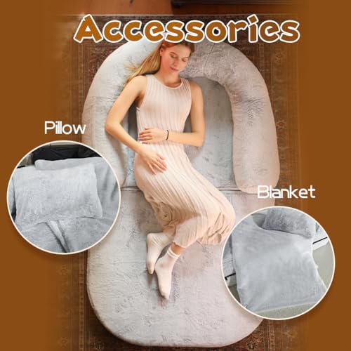 Foldable Human Dog Bed with Soft Blanket Pillow Z437647