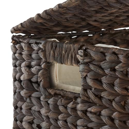 Natural Woven Water Hyacinth Laundry Hamper with Lid and Removable Liner Bag U466975