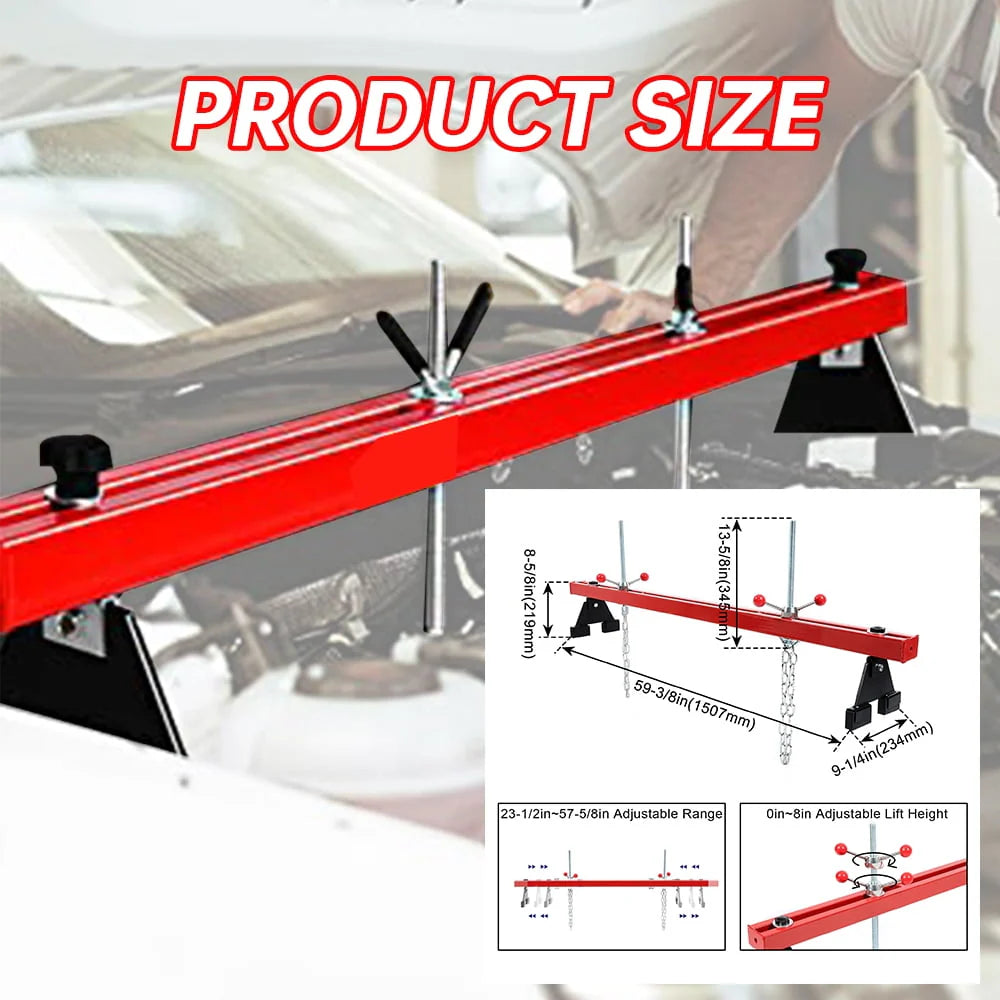 1100 Lbs Transverse Engine Support Bar with 2 Points Lift Holder and Dual Hooks Y945959