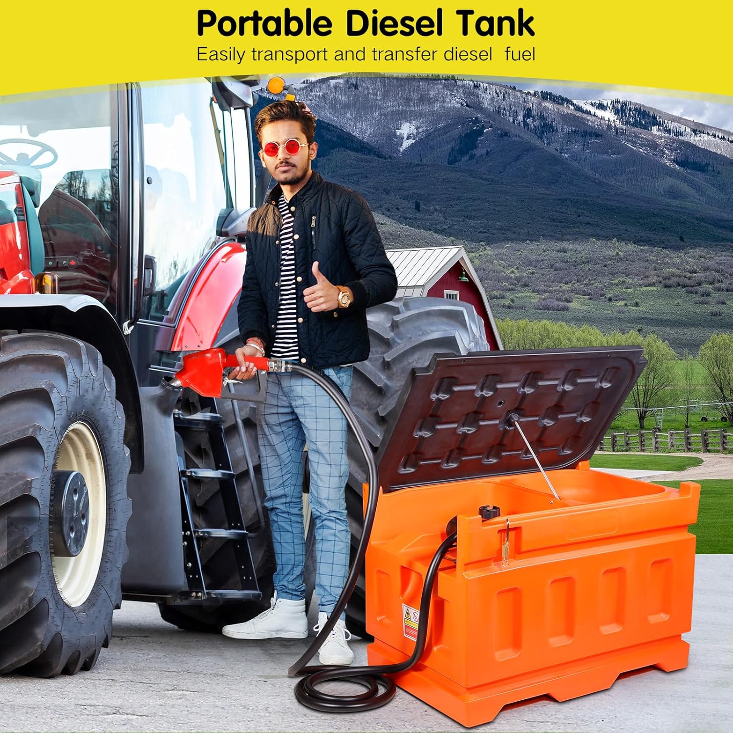 48 Gallon 10GPM Diesel Fuel Transfer Tank with 12V Electric Transfer Pump Q700