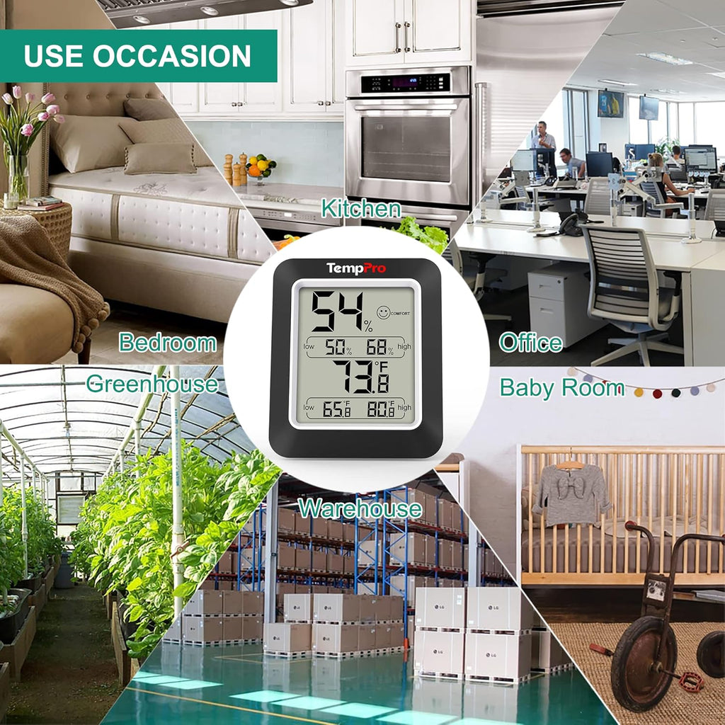 Black 2 Pack Indoor Thermometer Humidity Sensor J206