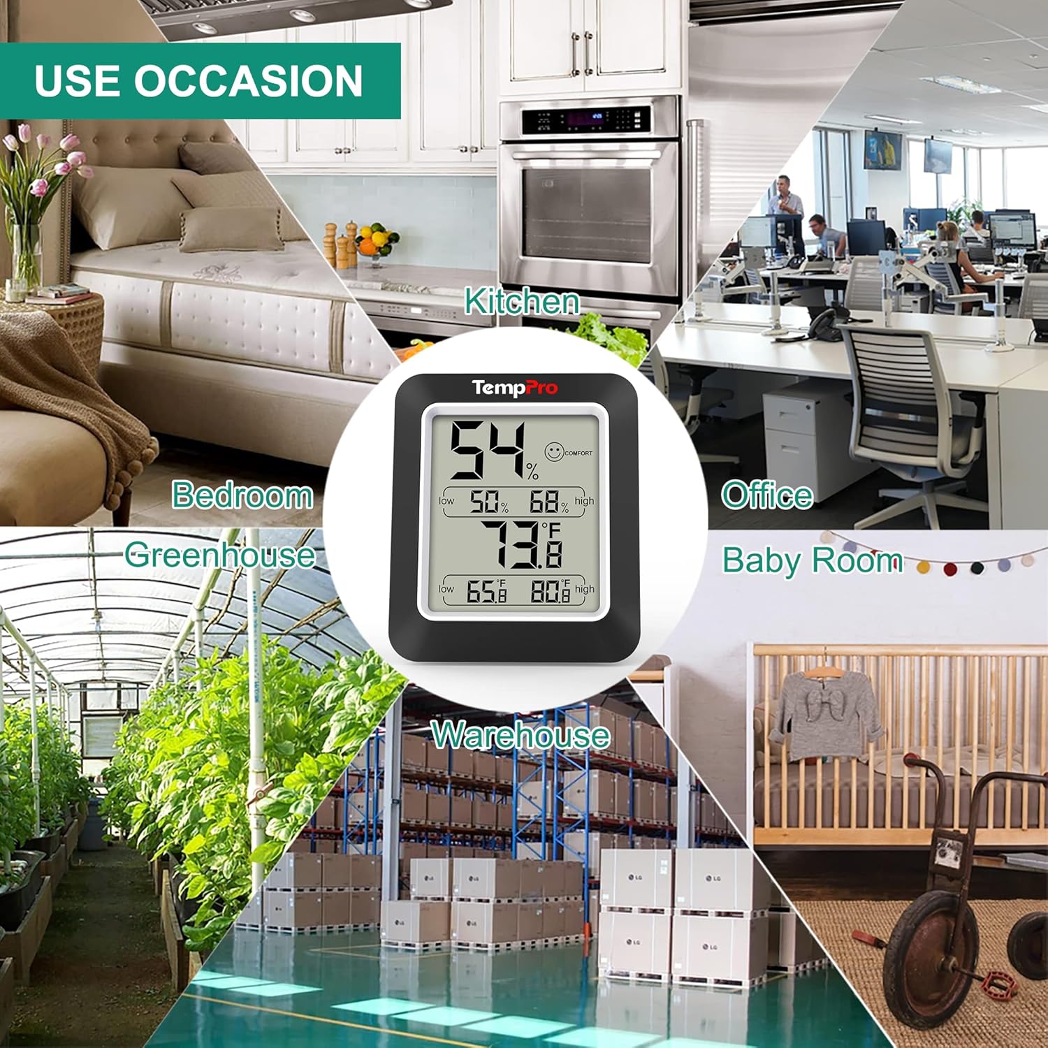Black 2 Pack Indoor Thermometer Humidity Sensor J206