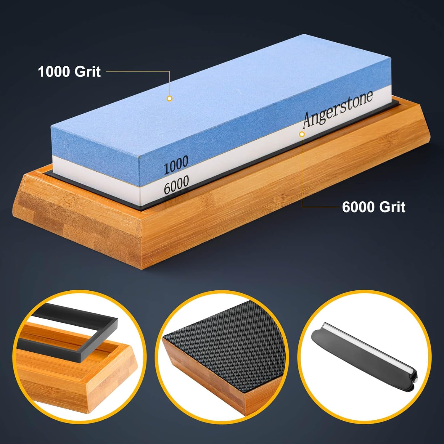 1000/6000 Grit Whetstone with Slip-Resistant Silicone Base V24694