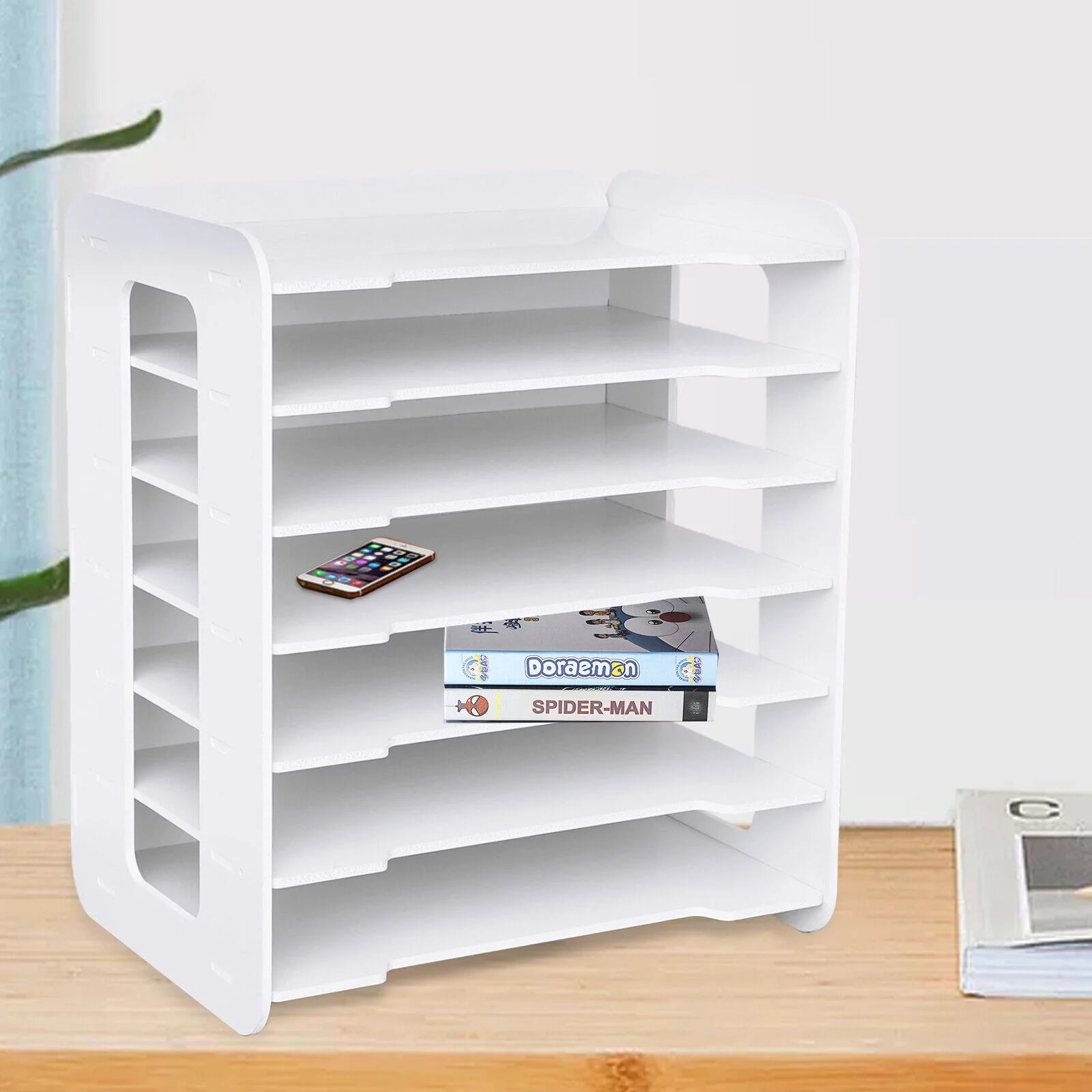 7 Tier Desktop Organizer File Shelf Document Storage Rack S39867