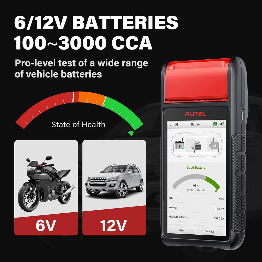 Battery Tester 6V &12V Battery Analysis Tool with Diagnostic Scan Tool OBD2 Scanner O595