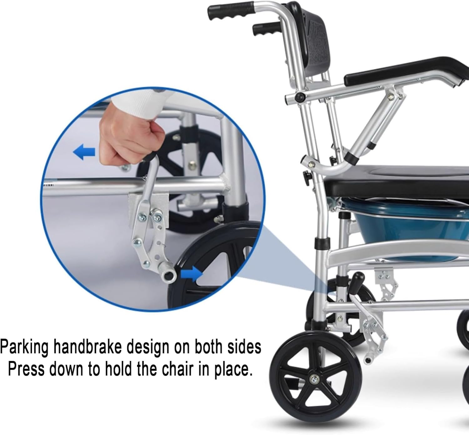4 in 1 Portable Shower Commode Chair with Wheels S514909