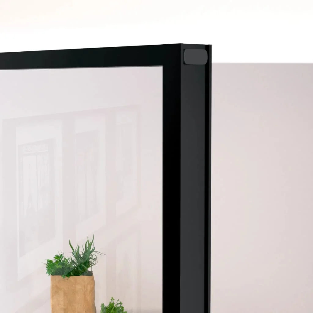 Black 32.7"x79.3" Tempered Glass Aluminum Slim Interior Door Y44668