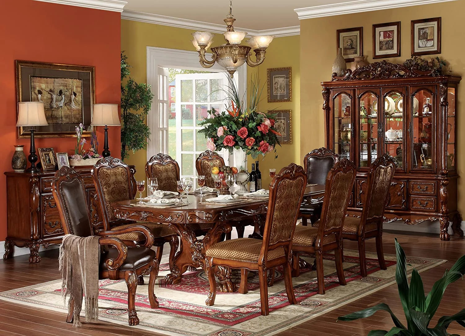 Cherry Oak Dining Table with Double Pedestals I222