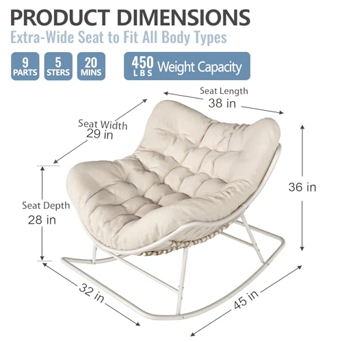 Oversized Egg Wicker Rocking Chair with Cushion - Gray R31108