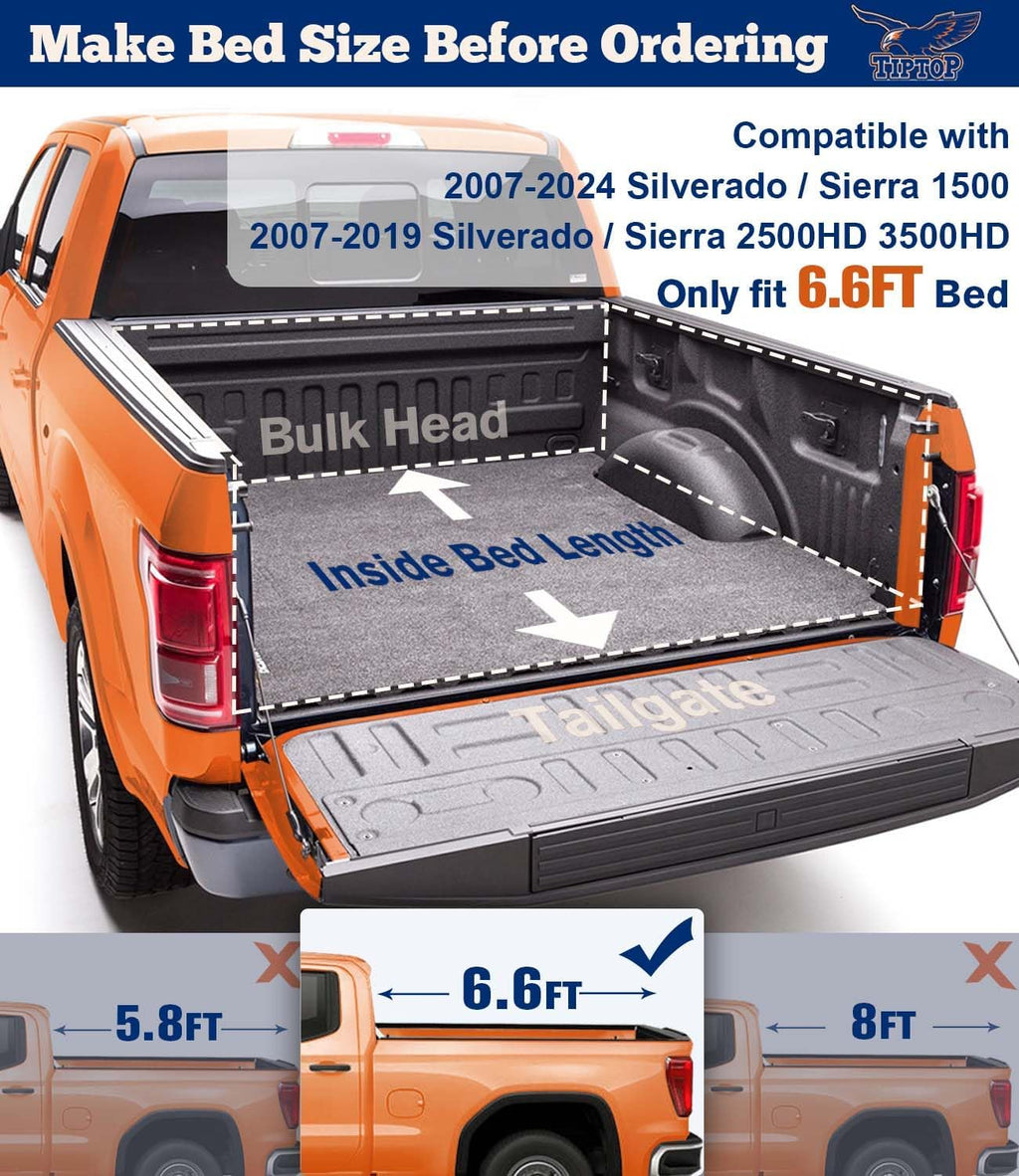 Tri-Fold Hard Tonneau Cover Truck Bed FRP for 6.6ft Bed (78.9") W357