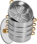 26cm Stainless Steel 5 Tier Steamer Pot with Glass Lid R308727