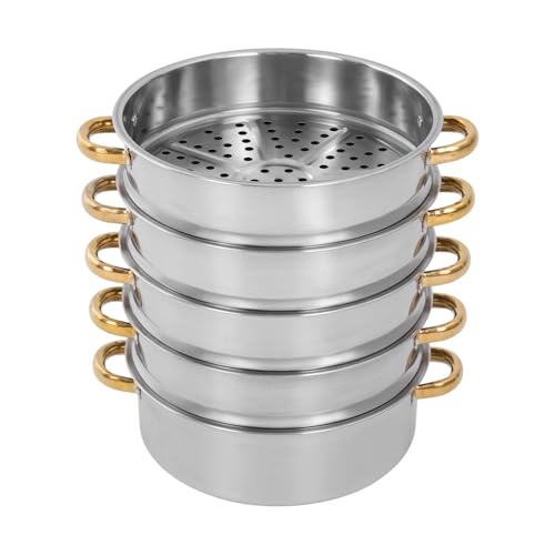 5 Tier Stainless Steel Steamer Pot with Glass Lid (28CM) N807925